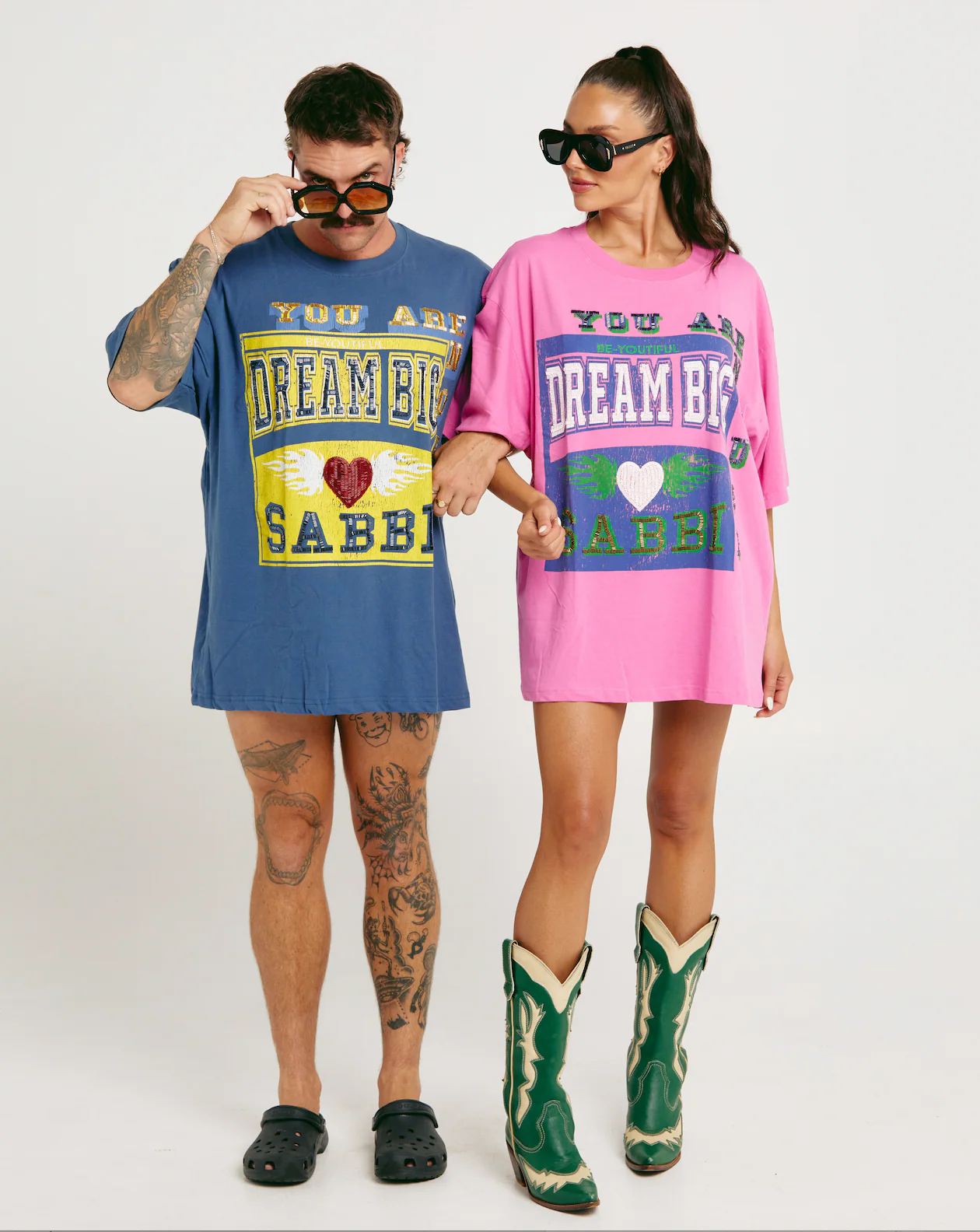 THE VERY OVERSIZED BEADED DREAM BIG TEE - BLUE - WHOLESALE (pack 5) 1.1.1.1.1 RRP $99.95